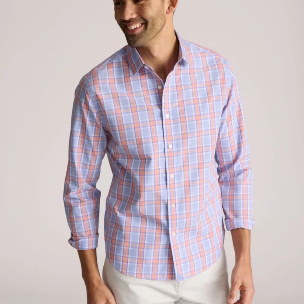 UNTUCKit Button Down Shirt Blue Brown Plaid Large New  In Packaging